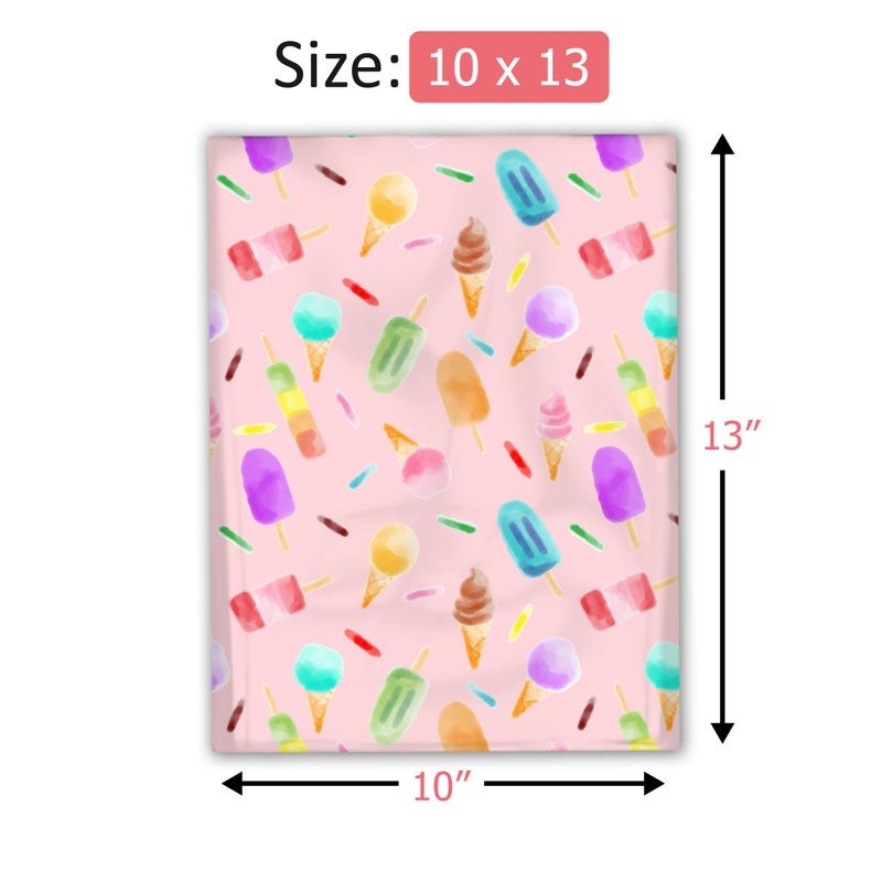 Pro Supply Global 10x13 (100) Ice Cream Treats Summer Designer Poly Mailers Waterproof Self Sealing Tear Resistant Polymailers Shipping Envelopes Premium Printed Bags For Small Businesses - Image 4